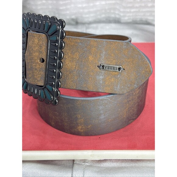 (H) Velez women's brown bohemian leather hippie belt, size S. - Picture 2 of 16